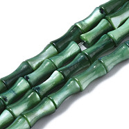 Natural Freshwater Shell Beads Strands, Dyed, Bamboo Stick, Dark Green, 8x4.5x4.5mm, Hole: 0.7mm, about 45~48pcs/strand, 14.61~15.51 inch(37.1~39.4cm)(SHEL-Q025-003B)