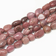 Natural Rhodochrosite Beads Strands, Nuggets, 9~20x8~13x4~13mm, Hole: 1mm; about 30~55pcs/strand, 15.7''(G-S302-42)
