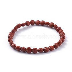 Natural Red Jasper Stretch Bracelets, Flat Round, 2-3/8 inch(5.9cm)(BJEW-JB04661-03)