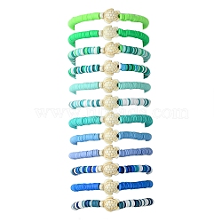 12Pcs Adjustable Synthetic Turquoise Tortoise Anklets, Handmade Polymer Clay Heishi Beads Braided Anklets for Women, Mixed Color, Inner Diameter: 2-3/8~4 inch(6~10cm)(AJEW-AN00615)