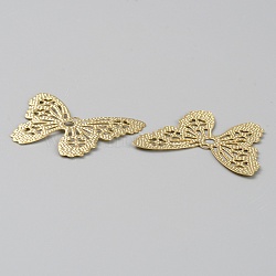 Brass Filigree Pendants, Butterfly Charm, Golden, 28x33x0.5mm, Hole: 1.5mm and 2.6mm(FIND-WH0110-644D)