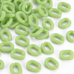 Opaque Acrylic Linking Rings, Quick Link Connectors, For Jewelry Chains Making, Oval, Light Green, 10x7.5x2.5mm, Hole: 3x5.5mm(MACR-S373-68-A01)