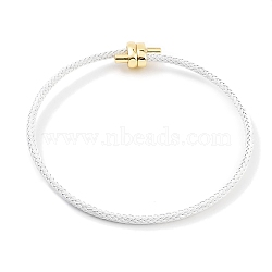 Braided Steel Wire Bracelets Making, with Golden Tone Brass Beads, White, Inner Diameter: 3-1/8 inch(8cm)(BJEW-H610-02G-03)