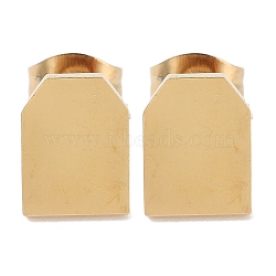 Vacuum Plating 304 Stainless Steel Stud Earrings for Women, Golden, Rectangle, 9.5x7mm(EJEW-A048-46K-G)