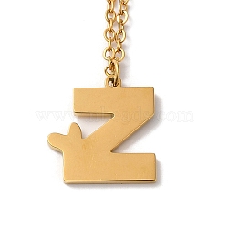 304 Stainless Steel Pendant Necklaces, Letter, Letter Z, 15.75 inch(40cm), Pendant: 16x15x1.5mm(NJEW-H036-02G-Z)