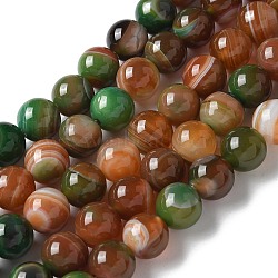 Natural Agate Beads Strands, Dyed & Heated, Round, Green, 10~10.5mm, Hole: 0.7mm, about 38pcs/strand, 14.76''(37.5cm)(G-NH0001-G08-01)