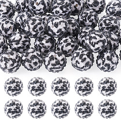 30Pcs Round Resin Rhinestone Beads, with Acrylic Beads Inside, White, 18mm, Hole: 2.4mm(OACR-TA0004-28B)