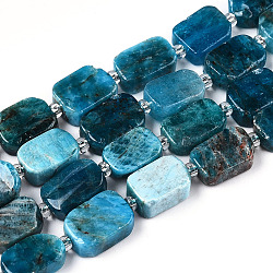 Natural Apatite Beads Strands, with Seed Beads, Rectangle, 9~12.5x7.5~9x4~5mm, Hole: 0.9mm, seed beads: 3x3x2, hole: 0.8mm, about 28pcs/strand, 15.35''(39cm)(G-T138-17)