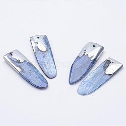 Natural Kyanite/Cyanite/Disthene Big Pendants, with Brass, Platinum, 30~60x10~18x2~5mm, Hole: 1~2mm, 2pcs/box(G-P208-01)