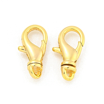 Brass Lobster Claw Clasps, Real 18K Gold Plated, 12x5.5x5mm, Hole: 1mm