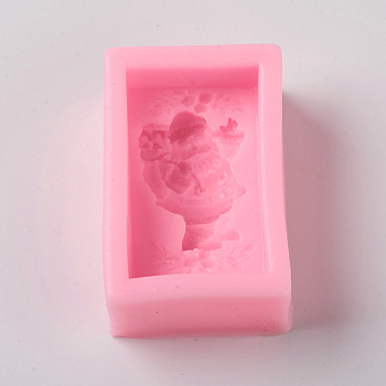 Food Grade DIY Silicone Molds, Fondant Molds, Baking Molds, Chocolate, Candy, Biscuits, Soap Making, Father Christmas, Pink, 86x56x34mm, Inner Size: 71x43mm