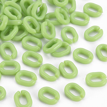Opaque Acrylic Linking Rings, Quick Link Connectors, For Jewelry Chains Making, Oval, Light Green, 10x7.5x2.5mm, Hole: 3x5.5mm