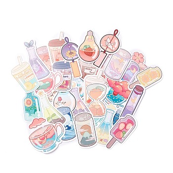 Colorful Cartoon Stickers, Vinyl Waterproof Decals, for Water Bottles Laptop Phone Skateboard Decoration, Drink Pattern, 5.9x2.3x0.02cm,50pcs/bag