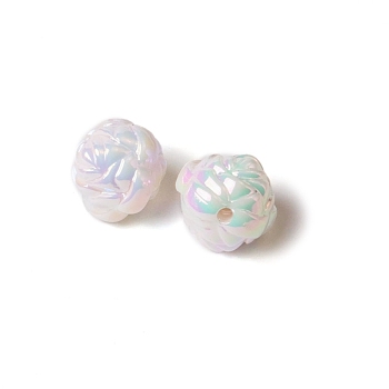 UV Plating Acrylic Beads, Flower, White, 16mm, Hole: 2.4mm