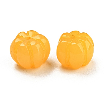 Autumn Resin Vegetable Beads, Pumpkin, Orange, 12.5~13x10mm, Hole: 1.5mm
