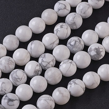 Natural Howlite Beads Strands, Round, 8~8.5mm, Hole: 1mm, about 46pcs/strand, 15.59 inch