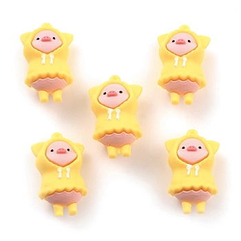 PVC Pendants, for DIY Keychain Making, Pig with Raincoats, Yellow, 46x28x26mm, Hole: 2.5mm