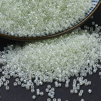 MIYUKI Delica Beads, Cylinder, Japanese Seed Beads, 11/0, (DB1474) Transparent Pale Green Mist Luster, 1.3x1.6mm, Hole: 0.8mm, about 2000pcs/10g