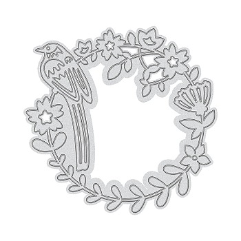 Carbon Steel Cutting Dies Stencils, for DIY Scrapbooking/Photo Album, Decorative Embossing DIY Paper Card, Wreath with Bird, Matte Platinum Color, 94x97mm