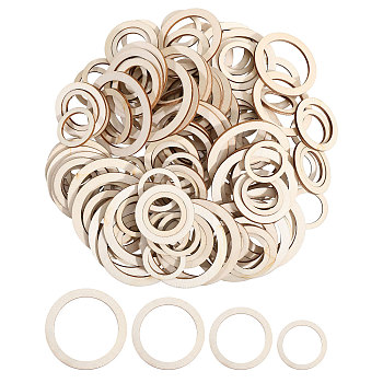 150Pcs 4 Style Unfinished Wood Linking Rings, Round Ring, Old Lace, 3~6x0.25cm, Inner Diameter: 2.2~4.7cm