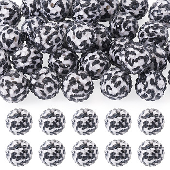 30Pcs Round Resin Rhinestone Beads, with Acrylic Beads Inside, White, 18mm, Hole: 2.4mm