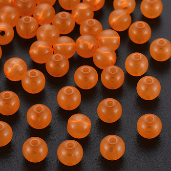Imitation Jelly Acrylic Beads, Round, Dark Orange, 8x7.5mm, Hole: 1.8mm, about 1745pcs/500g