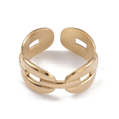 Ion Plating(IP) 304 Stainless Steel Hollow Out Oval Cuff Rings for Women(RJEW-G285-60G)-2