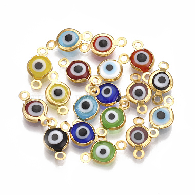 Golden Mixed Color Flat Round Lampwork Links