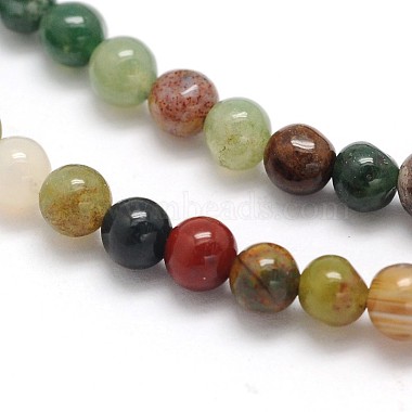 naturelles indiennes perles rondes en agate brins(G-N0166-23-3mm)-2