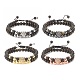2Pcs 2 Style Natural Obsidian & Synthetic Hematite Braided Bead Bracelets Set with Cubic Zirconia Leopard(BJEW-JB08119)-1