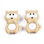 Food Grade Eco-Friendly Silicone Focal Beads, Procyon Lotor, Navajo White, 30x20x7.5mm, Hole: 2.5mm(SIL-T056-03B)