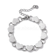 Non-Tarnish 304 Stainless Steel Link Chain Bracelets for Women, Stainless Steel Color, Heart, 6-3/4 inch(17.3cm)(BJEW-Q343-04B-P)