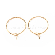 316L Surgical Stainless Steel Hoop Earring Findings, Wine Glass Charms Findings, Golden, 35x0.7mm, 21 Gauge(STAS-D164-02G)