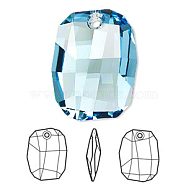 Austrian Crystal Rhinestone Pendants, Faceted Graphic 6685, Crystal Passions, 202_Aquamarine, 19x13x6mm, Hole: 1mm(X-6685-19mm-202(U))