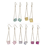 Dyed Natural Quartz Crystal Dangle Earrings, Irregular Nugget, Mixed Color, 65~67x11~13mm(EJEW-JE05488)