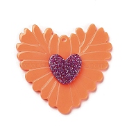 Opaque Acrylic Pendants, Heart, Coral, 37x39.5x4.5mm, Hole: 1.5mm(SACR-A004-01A)