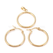 304 Stainless Steel Jewelry Sets, Hoop Earrings and Pendants, Ring, Golden, Hoop Earrings: 25.5x24x2mm, Pin: 0.6x1mm, Pendant: 27x23x2mm, Hole: 6x3mm(SJEW-G077-30G-B)