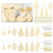 DIY Unfinished Blank Earring Making Kit, Including  Teardrop & Leaf & Heart & Triangle Natural Poplar Wood Pendants, Brass Jump Rings, Iron Earring Hooks, Platinum & Golden, 152Pcs/box(DIY-FS0004-10)