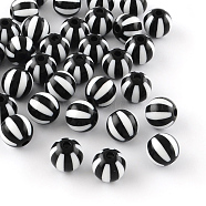 Strip Opaque Acrylic Beads, Round, Black, 16x15mm, Hole: 3mm, about 220pcs/500g(SACR-R885-16mm-01)