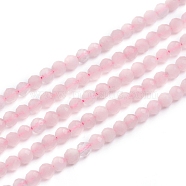 Natural Rose Quartz Beads Strands, Round, Faceted, 4mm, Hole: 0.6mm, about 97pcs/strand, 15.35 inch(39cm)(G-E560-D02-4mm)