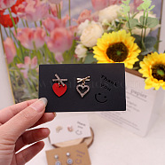 Rectangle Paper Earring Display Cards, Thank You Earrings Cards, Black, 5x9x0.05cm(CDIS-A008-01B)