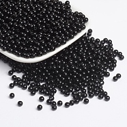 Opaque Acrylic Beads, Round, Black, Size: about 4mm in diameter, hole: 1mm, about 14000pcs/500g(PL681-4)