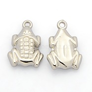 CCB Plastic Pendants, Frog, Platinum, 24x17x5mm, Hole: 2mm(CCB-J030-12P)