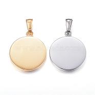 304 Stainless Steel Pendants, Flat Round, Stamping Blank Tag, Mixed Color, 23.5x20x2mm, Hole: 3.5x7mm(STAS-P115-09)