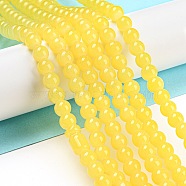 Baking Painted Imitation Jade Glass Round Bead Strands, Yellow, 6.5mm, Hole: 1.5mm, about 145pcs/strand, 31.8 inch(X-DGLA-Q021-6mm-24)
