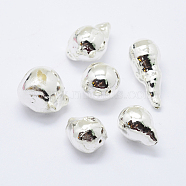 Natural Baroque Pearl Cultured Freshwater Pearl Beads, Silver Plated, Nuggets, 14~26x11~15mm, Hole: 0.5mm(PEAR-F006-94S)