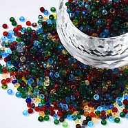 Glass Round Seed Beads, Transparent Colours, Round Hole, Colorful, 2~2.5x1.5~2mm, Hole: 0.8mm, about 450g/pound(SEED-S057-I-M)