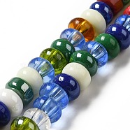 Handmade Lampwork Beads Strands, Rondelle, Colorful, 9~10x4.5~5mm, Hole: 2.5~3mm, about 68~71pcs/strand, 14.17~16.14 inch(36~41cm)(LAMP-G156-20A)