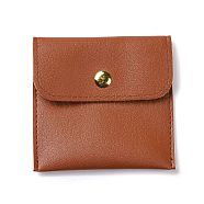 PU Imitation Leather Jewelry Storage Bags, with Golden Tone Snap Buttons, Square, Sienna, 7.9x8x0.75cm(ABAG-P006-01A-09)
