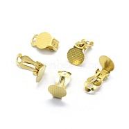 Brass Clip-on Earrings Findings, with Round Flat Pad, For Non-pierced Ears, Raw(Unplated), 16x10x7mm, Tray: 10mm(KK-L184-24C)